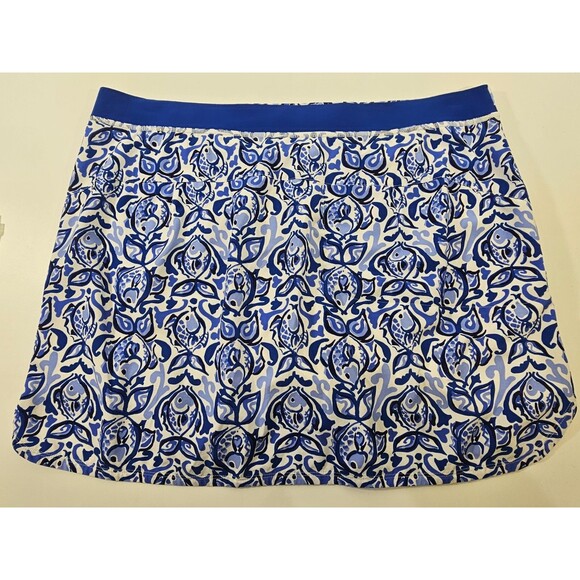 CS Women's XL RLX Ralph Lauren Blue Pattern Golf Skort Skirt W Built In Shorts - Picture 4 of 6